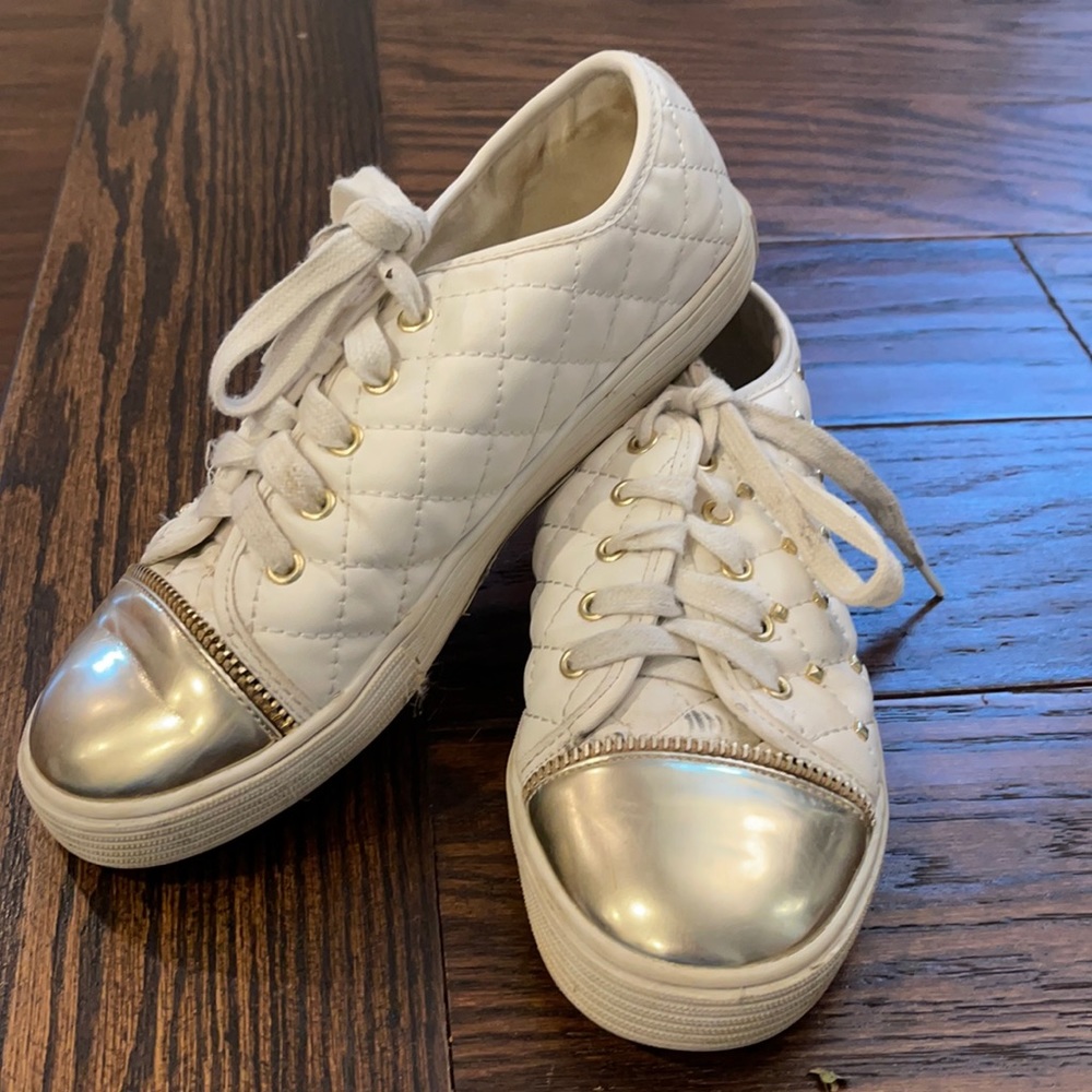 Michael Kors white and gold sneaker